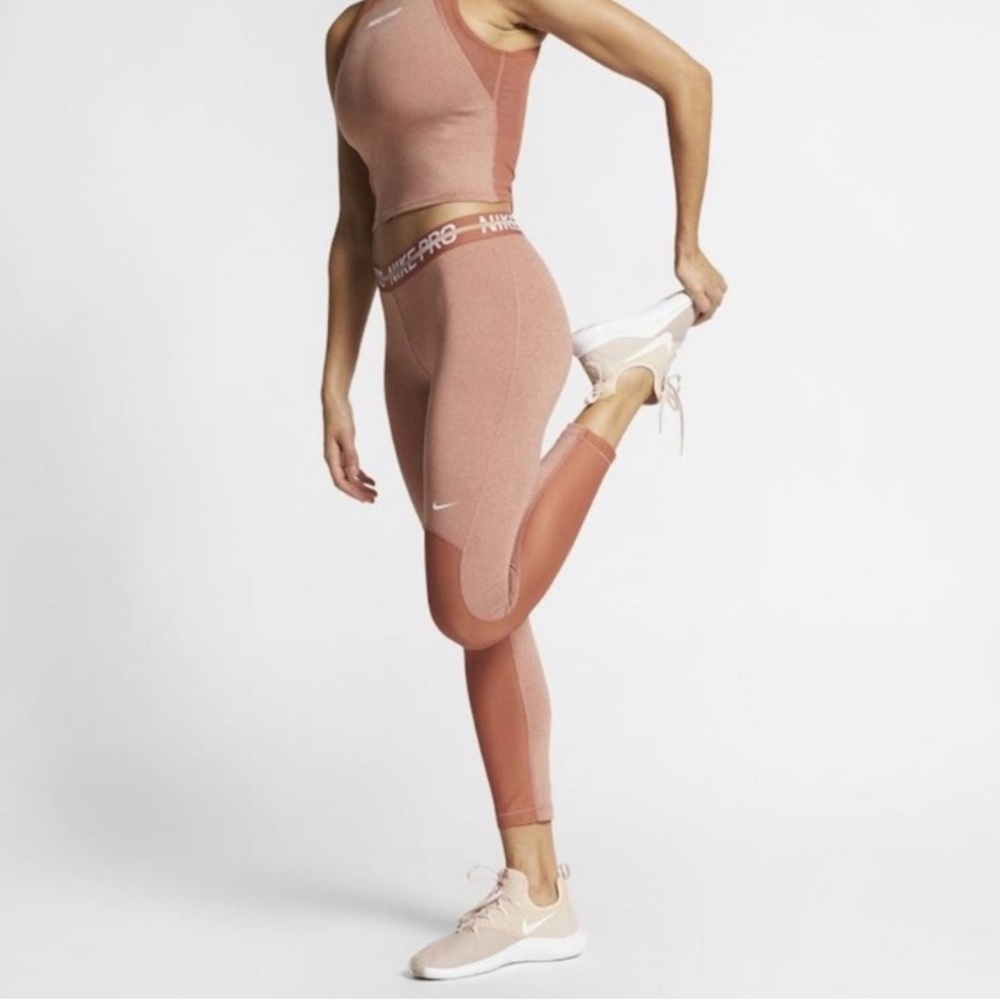Nike Pro Dusty Peach Heathered 7/8 Tight Leggings Women's Size Medium